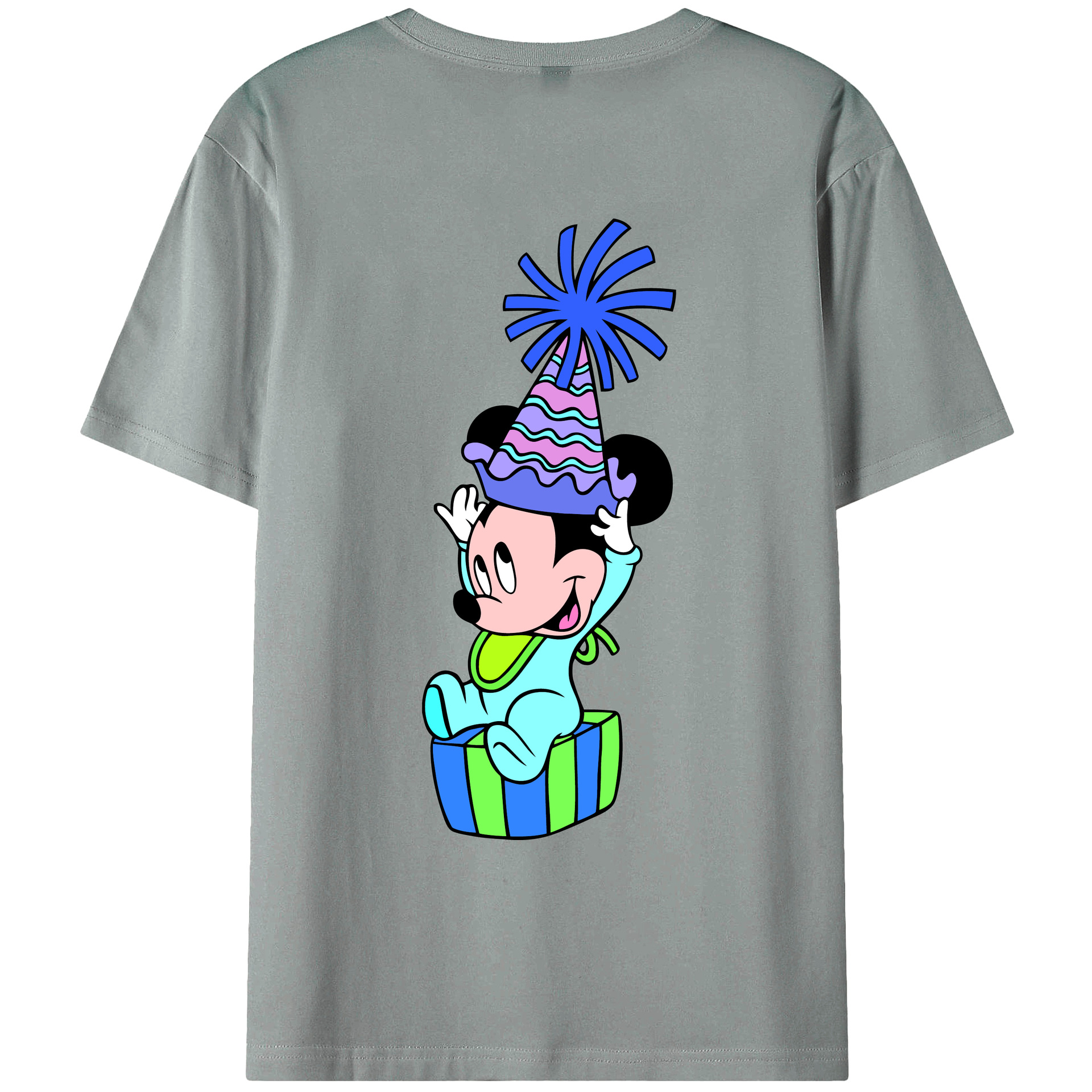 ミッキーマウス Mickey Mouse 綿100％ メンズ半袖Tシャツ（バックプリント） 通気性